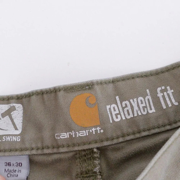 Carhartt Tan  Full Swing Relax Fit Double Knee Dungaree Carpenter Pants 38X30 - Picture 5 of 16